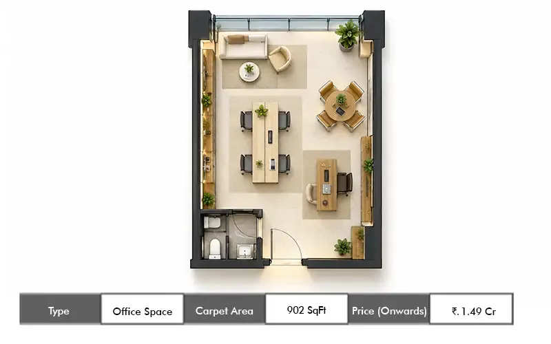 Vishesh Millennium155 Mahape Office Space floor plan, 902 sq ft carpet area