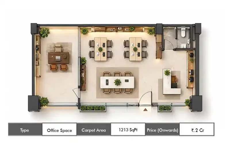 Vishesh Millennium155 Mahape Office Space floor plan, 1213 sq ft carpet area