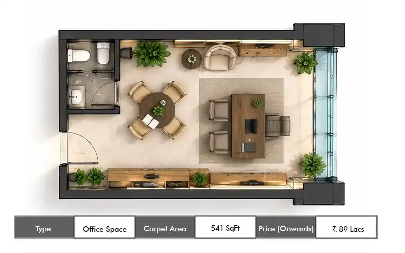 Vishesh Millennium155 Mahape Office Space floor plan, 541 sq ft carpet area